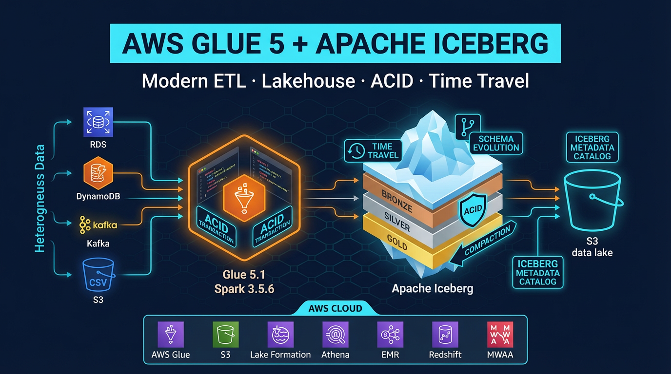 AWS Glue 5: Modern ETL with Apache Iceberg — Tables, Time Travel, and Lakehouse Patterns